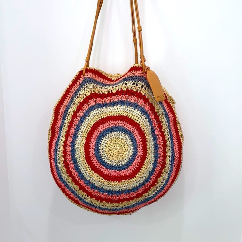 DKNY Circle Woven Boho Style Shoulder Bag